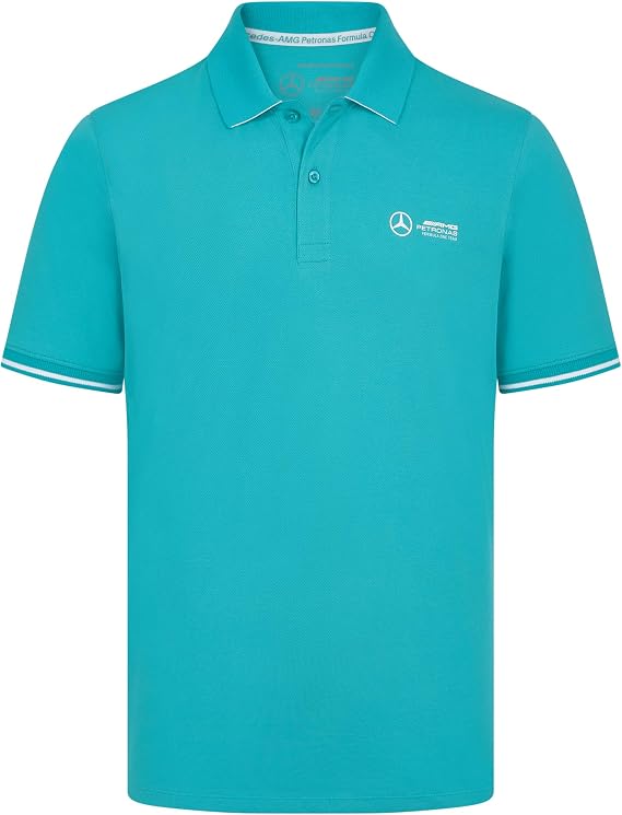 Mercedes AMG Petronas F1 Men's Polo with 3D Team Logo Execution - Teal - Size: S