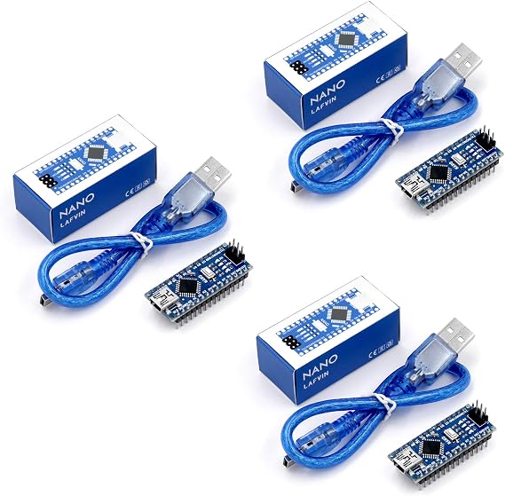 LAFVIN Nano V3.0, Nano Board ATmega328P 5V 16M Micro-Controller Board for Arduino Nano x 3 with USB Cable