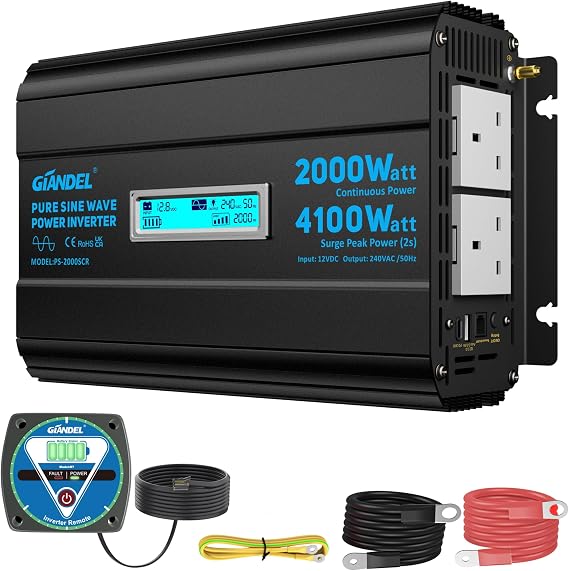 GIANDEL 2000W Power Inverter DC 12V to AC 240V Pure Sine Wave