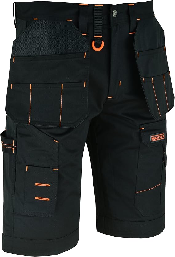 WrightFits Men Holster Work Shorts - Heavy Duty Safety Combat Cargo Summer Shorts - Multi Pockets - Triple Stitched - Durable Workwear