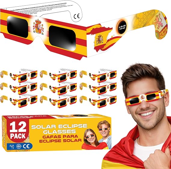 Galaxium 12 Gafas Eclipse Solar 2026 para Niños y Niñas ISO 12312-2