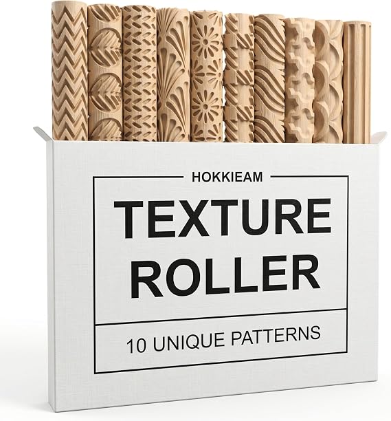 Clay Texture Rollers, 10 PCS Plastic Polymer Clay and Pottery Tool