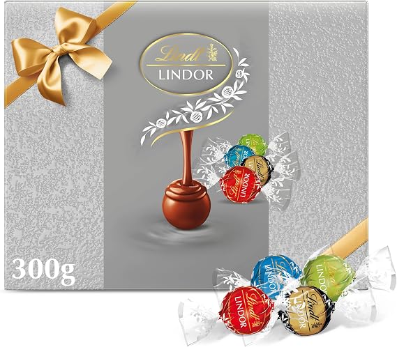 Lindt Lindor Assorted Chocolate Truffles Silver Gift Box 300g