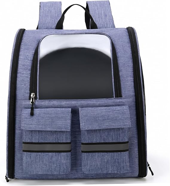 2-in-1 Foldable Large Backpack Cat Carrier with Trolley Wheel and Breathable Mesh, Rolling Pet Backpack for Travel, Hiking, Ventilated Kitty Bag, Purple