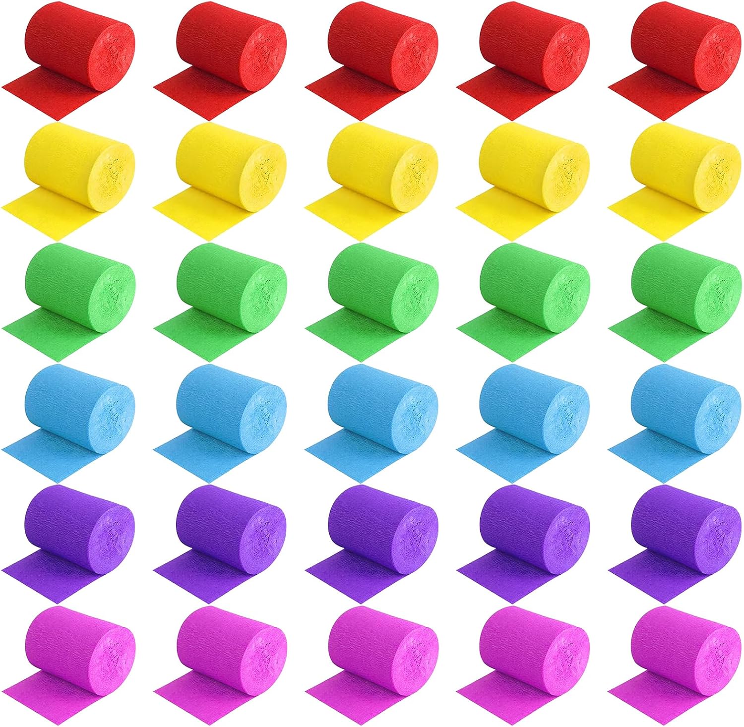 30 Rolls Crepe Paper Streamers Party Decorative Streamers Paper Rolls for Birthday Party,Wedding Ceremony,Daily Parties and Festivals 6 Colors （9m29.5feet）