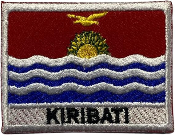 All Country Flag Patch with Name – 7×5 cm Embroidered Iron-On/Sew-On National Badge for Jackets, Backpacks, Caps, Bag and Clothing (Kiribati)