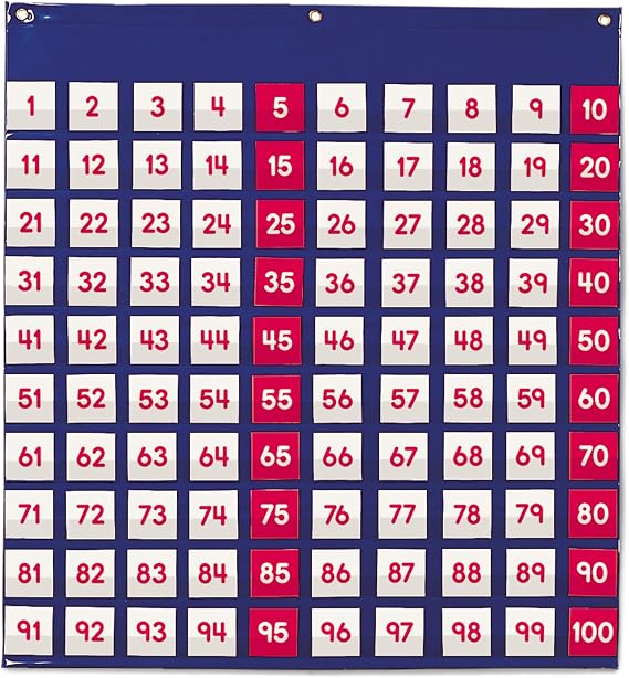 Learning Resources Hundred Pocket Chart 120 Cards Classroom Essentials, Back to School, Teacher Supplies, Homeschool