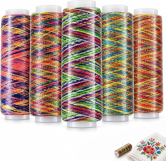 5 Spools Polyester Embroidery Thread Set