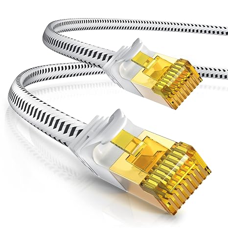 CSL - 20 m CAT 7 Network Cable Flat 40 Gbits - Cotton Sheath - LAN Cable Patch Cable Data Cable - CAT.7 Gigabit RJ45 Ethernet Cable - 10000 Mbits Speed - Ribbon Cable - Installation Cable