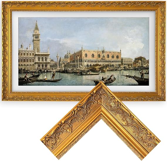 Samsung The Frame TV Bezel/Mounts Baroque Gold,Compatible ONLY with Samsung The Frame TV 75"/PRO(Fits 2021-2026 models, model codes:75LS03A/B/C/D/FA/FW/HE/HW) (Baroque Gold, 75-LS03)