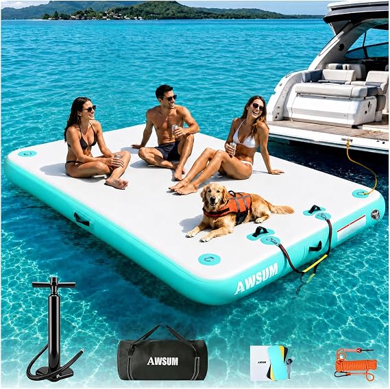 AWSUM - Inflatable Floating Spring with Air Spring Platform, Floating Island Raft with Non-Slip Surface for Swimming Pool, Beach, Ocean