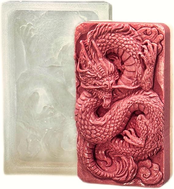 Chinese Dragon Silicone Soap Mould – Detailed Dragon Relief Mold for Handmade Soap, Resin, Wax & Craft Casting