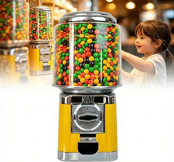 Candy Gumball Vending Machine, Automatic Candy Dispenser Machine, Round Gumball Dispenser For Home, Gaming Stores - Max Diameter 1.26'' Balls