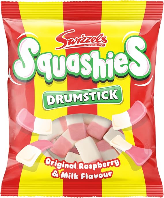 Swizzels Squashies Sweets, Drumstick Squashies Original - Raspberry and Milk Flavour- Single Pack 120g