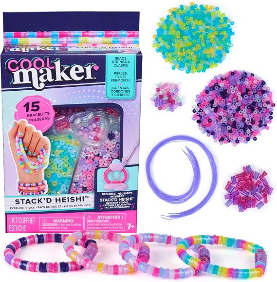 Cool MAKER, Stack’d Heishi Expansion Pack, Bracelet Making Kit with over 1300 Beads for Bracelets, Makes 10, Arts and Crafts Kids Toys for Girls Ages 7 and up