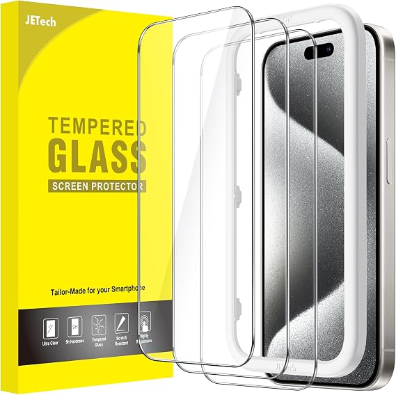 JETech Screen Protector for iPhone 15 Pro, 3-Pack