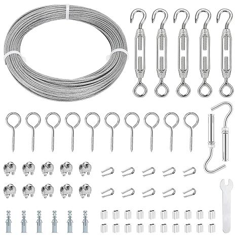 TooTaci 30M Garden Wire for Climbing Plants, Stainless Steel Wire Cable Kit