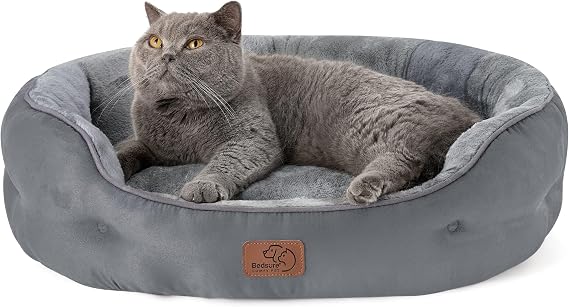 Bedsure Large Cat Beds for Indoor Cats Round Washable, 63x53cm