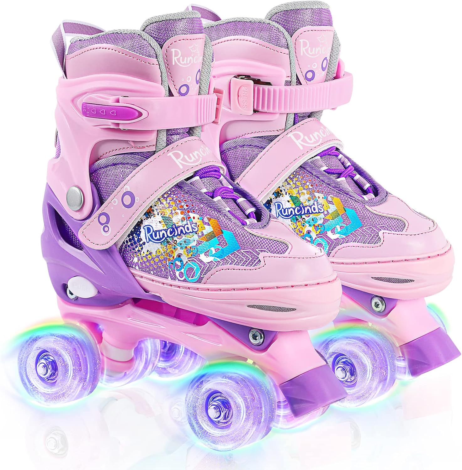 Toddler Roller Skates for Girls Kids Boys, 4 Size Adjustable with Light Up Wheels