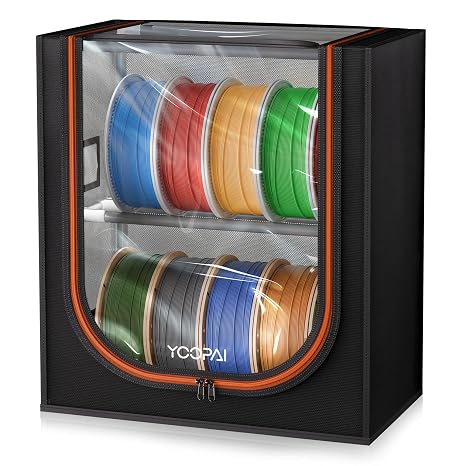 YOOPAI 3D Printer Filament Storage Box with Desiccants - 2 Tiers Metal Filament Storage Rack with Cloth Cover,Holds Up to 10 Rolls of Filaments - 3D Filament Holder for Home, Office Workshop, Studio