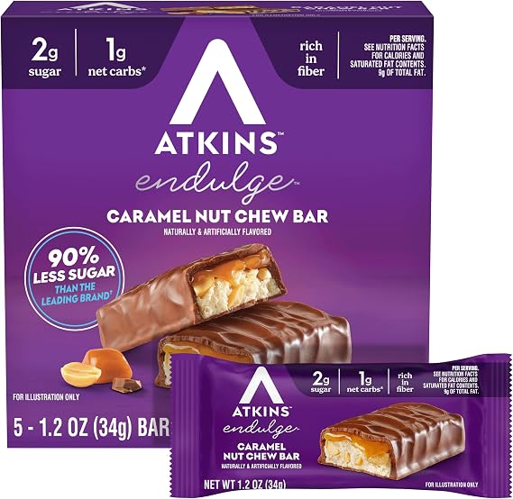 Atkins Endulge Bar Caramel Nut Chew, Caramel nut chew 5 Pack