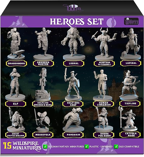 Wildspire Kahraman, DND Minyatürleri için NPC Minyatürleri 28mm-32mm Boyasız D&D Minyatürler Zindanlar ve Ejderhalar Minyatürler DND Figürleri D ve D Minyatürler Karakter Minyatürleri Toplu DND Minis
