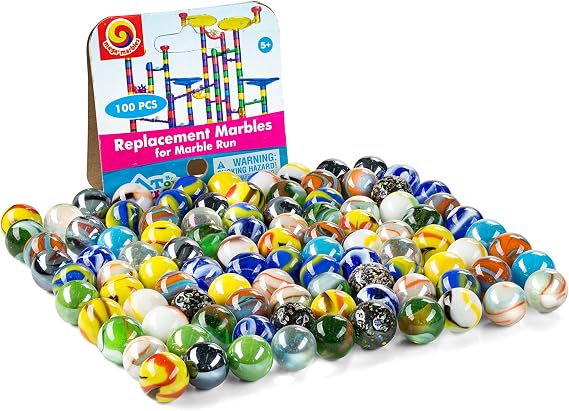 100 Pcs Marble Run Replacement Marbles Assorted Colors Size 9/16" 14mm 100% Glass