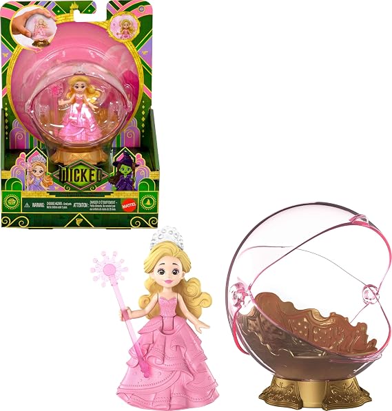 Mattel Universal Pictures' Evil Glinda Floating Bubble Toy Set, Vehicle and Grinda Small Doll, Signature Look, Movie Inspired