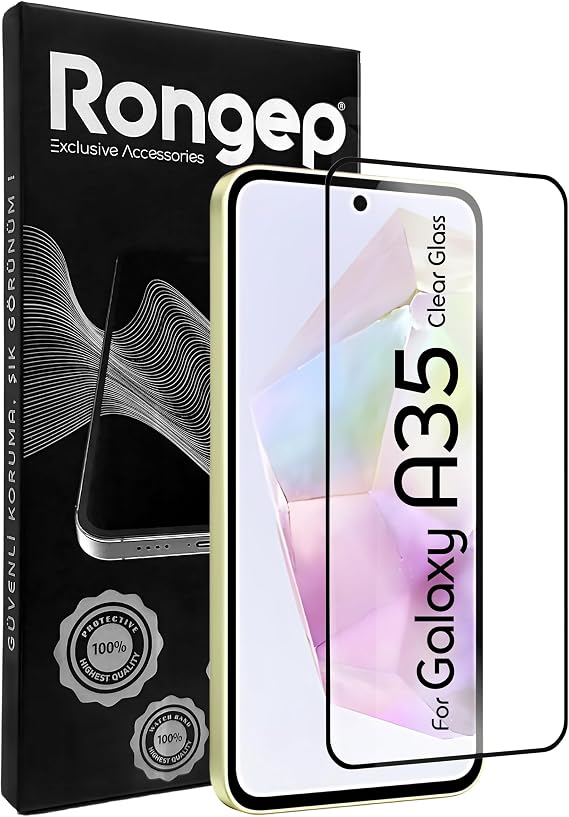 Rongep Samsung Galaxy A35 için Ekran Koruyucu 9H Sertlikte Anti-Static Temperli Cam Görüntü Kalitesini ve Dokunmatiği Etkilemeyen Çizilme ve Darbelere Karşı Ekranı Kaplayan Premium Galaxy A35 Koruma