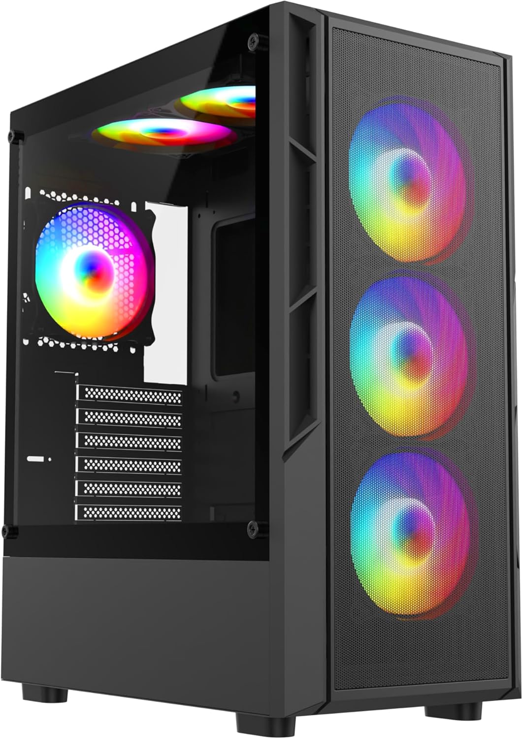 Gaming PC Tower, Intel Core i7-3770, 16GB RAM, RX 580 8GB Graphics, 1TB HDD  256GB SSD, Windows 11, Black 6 Fan RGB Case – High Performance Setup