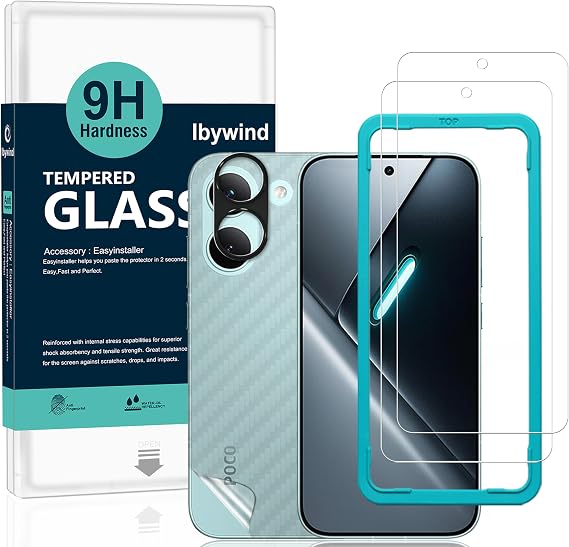 Ibywind for Xiaomi Poco X8 Pro/Xiaomi Redmi Turbo 5 5G Screen Protector,2-Pack,9H Hardness Tempered Glass with Camera Lens Protector,Easy Installation Tool,Bubble-Free,Fingerprint Unlock,Anti-Shatter