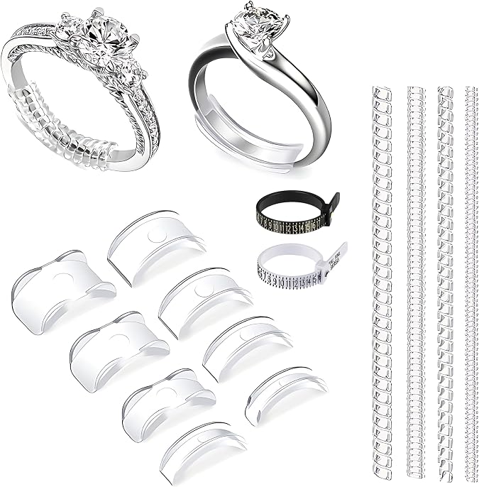 14 pack Ring Adjuster for Loose Rings Ring Snuggies, Clips Invisible Ring Size Adjuster Silicone Guards,Spacer,Holder Rings Tightener for Women and Men Ring Resizer Transparent Ring Sizer Uk