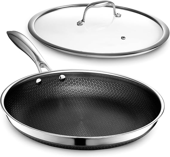 HexClad 30 cm Hybrid Nonstick Frying Pan with Lid, Dishwasher & Oven Safe