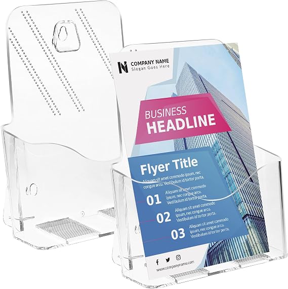 A5 Portrait Leaflet Holder, 2-Pack Clear Acrylic Brochure Display Stand