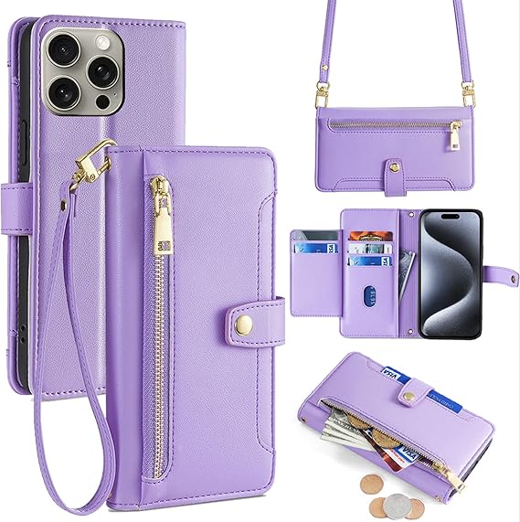 Compatible for Honor X30 Case,Compatible with Honor X30 Phone Case Cover [6 card slots + 1 money clip + 1 wallet] yHMGK8-Purple