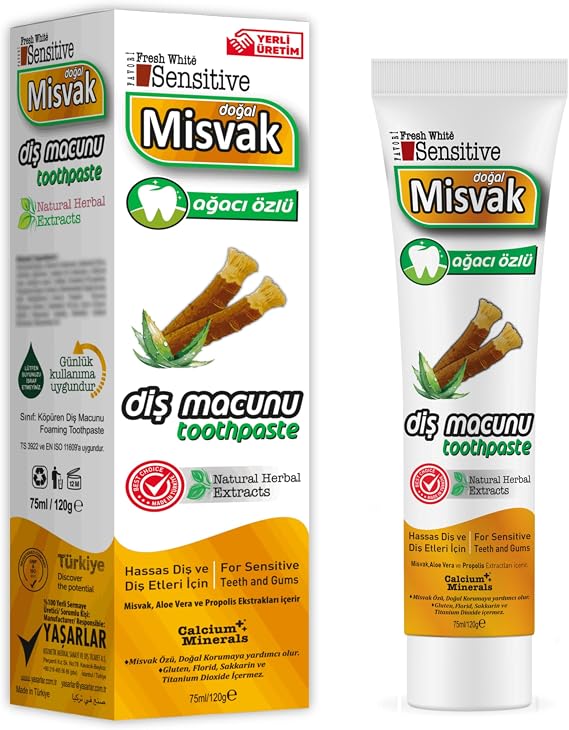 BYBARS MİSVAK DİŞ MACUNU DOĞAL MİSVAK AĞACI ÖZLÜ 75ML(120GR) Yanında Bambu Diş Fırçası