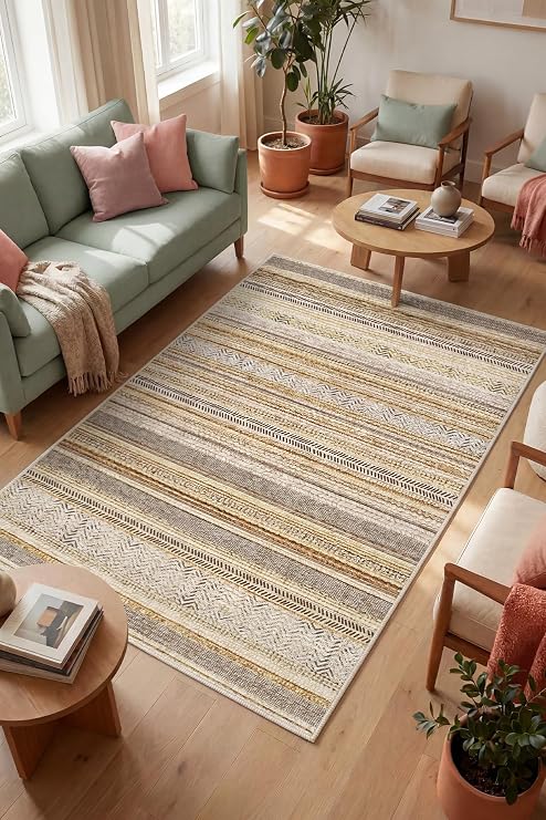 Alexis Kadife Kilim Desen Kaymaz Pamuk Tabanlı Yıkanabilir Antibakteriyel Salon Halısı 80x300