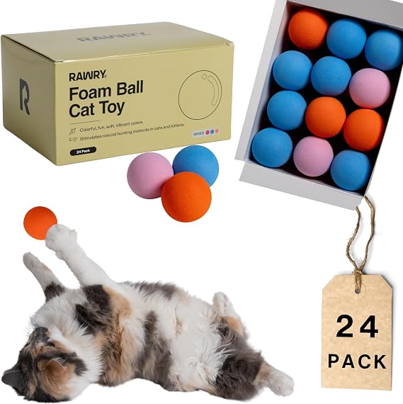 Rawry フォームボール 猫のおもちゃ 屋内猫&子猫用 24パック 3色