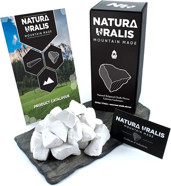 Natura Uralis プレミアムベルゴロドチョークチャンク | 17オンスのホワイトチョークチャンク - 素晴らしいクランチ、満足のいく素朴でビロードのようなしっかりとした質感、ASMR感覚、天然炭酸カルシウム。