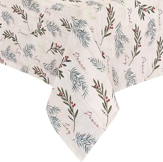 Elrene Home Fashions Tatil Ağacı Süslemeleri Kumaş Masa Örtüsü, Noel Masa Örtüsü, 150 x 200 cm, Dikdörtgen