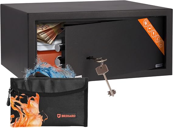 Laptop Safe for Home with Key 20 x 43 x 35 cm 27 L Safe for Home or Office Made of Robust Steel - Lockable Box for Laptop Valuables Money Documents & More