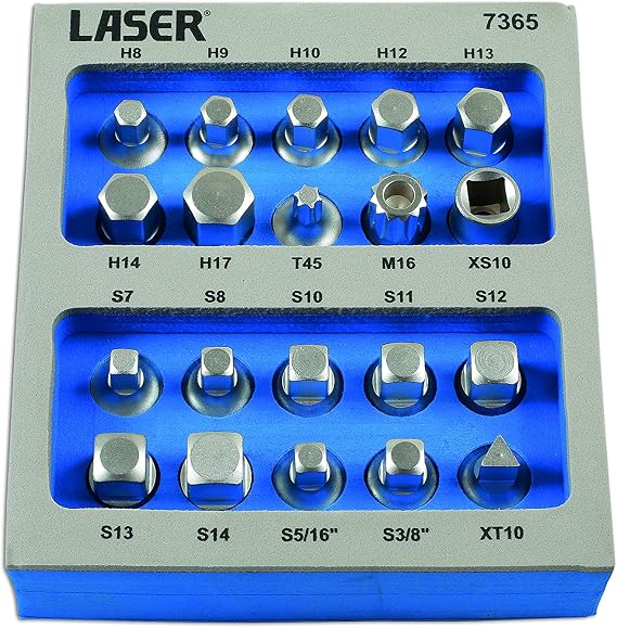 Laser 7365 Sump Plug Key Set 3/8"D 20pc, Red, Black