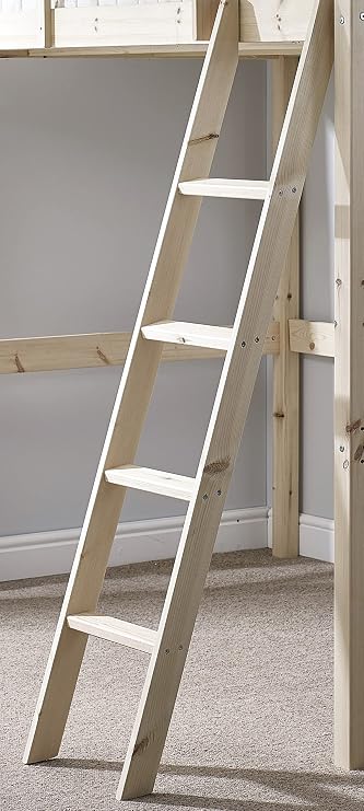 Strictly Beds and Bunks Pine Bunkbed Ladder - Replacement Bunk Bed Slanted Ladder Solid Pine, Natural, White, Black or Grey (Natural)