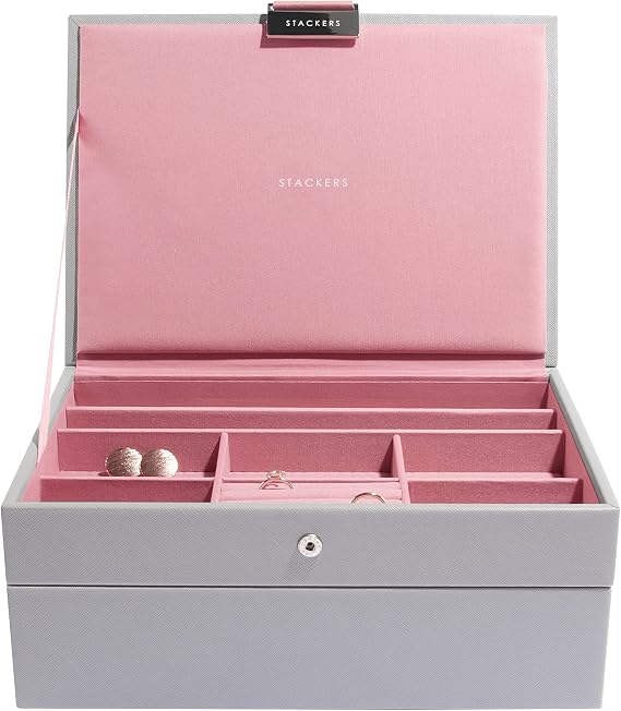 Stackers Dove Grey & Antique Rose Classic Jewellery Box, Set of 2