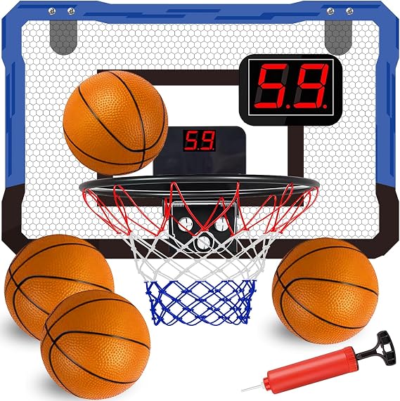 TEUVO Basketball Hoop for Children and Adults Strong Indoor Mini Basketball Hoop for Door with Pump Basketball Hoop Sports Games Gifts for Teens Boys Girls