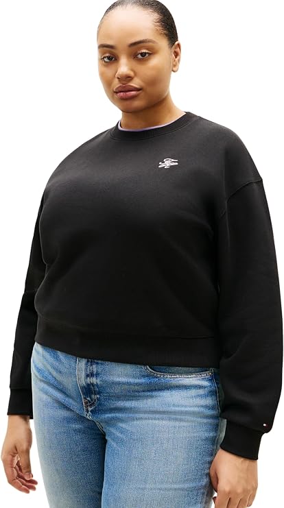 Tommy Hilfiger Women's Crv Th Script Reg Fleece Swtsrt Ww0ww49511 Pullover Sweatshirt (pack of 1)