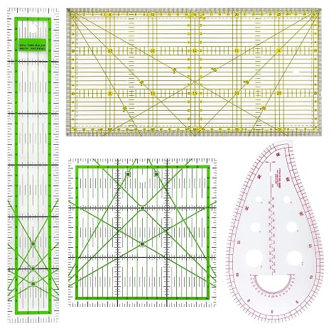 4 Pieces Tailor Ruler Patchwork Ruler Sewing Ruler Quilt Ruler