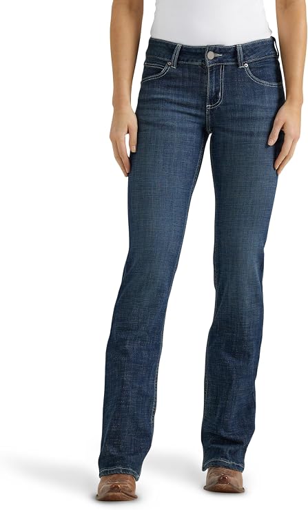 Wrangler Women's Western Mid Rise Stretch Straight Leg Jean