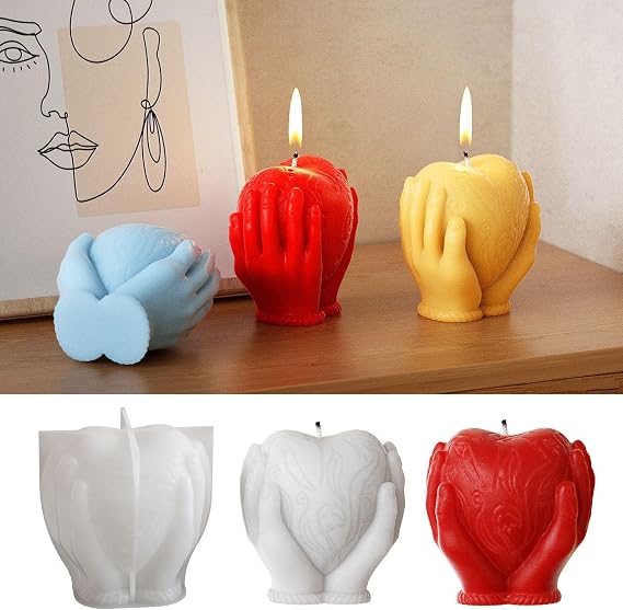 3D Heart Candle Moulds, Silicone Soap & Resin Molds for DIY Casting Crafts, Handmade Candle Making, Gift for Home Decoration, Weddings, Valentine’s & Mother’s Day