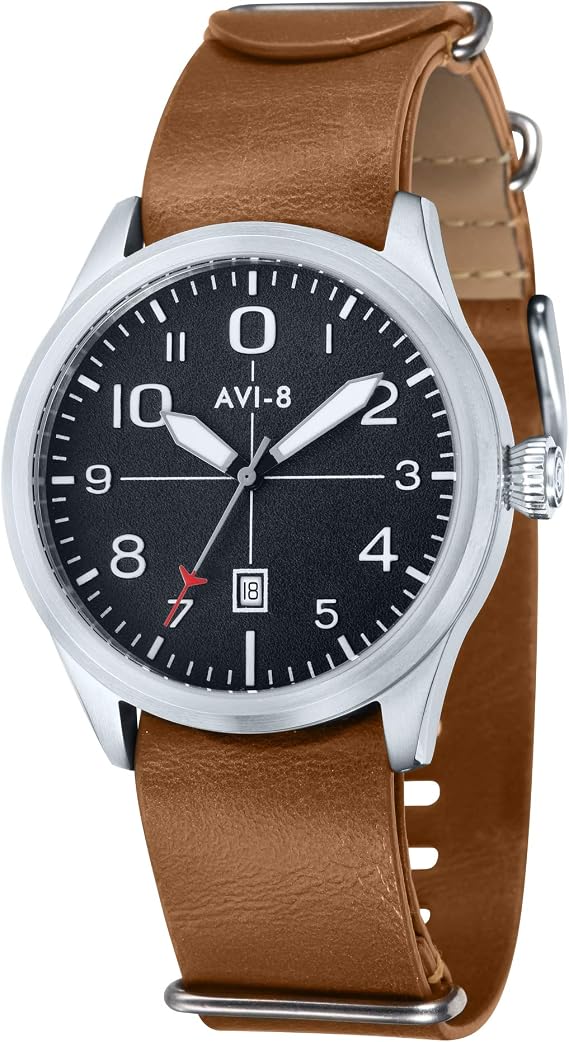 AVI-8 Men's 43mm Flyboy Watch with Leather Strap AV-4028-09